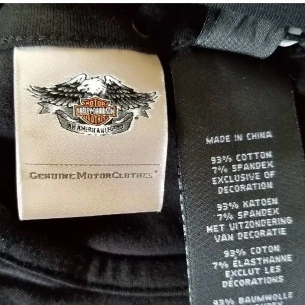 Harley Davidson Orange Feathers Bar & Shield Graphic Shelf Bra Laced Up Back Top - Picture 7 of 10